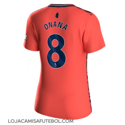 Camisa de Futebol Everton Amadou Onana #8 Equipamento Secundário Mulheres 2023-24 Manga Curta